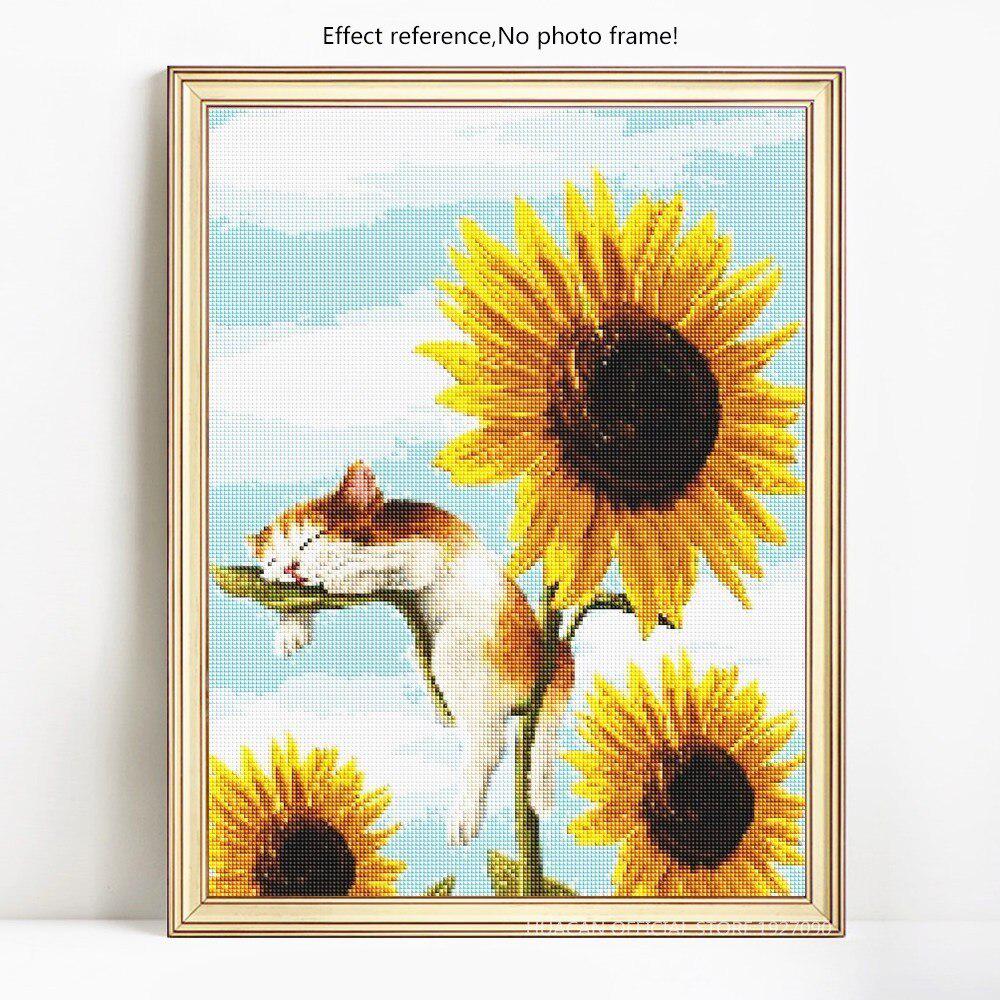 5D Алмазная картина Цветок и кошка Полная круглая вышивка Распродажа Картина Алмазная мозаика со стразами