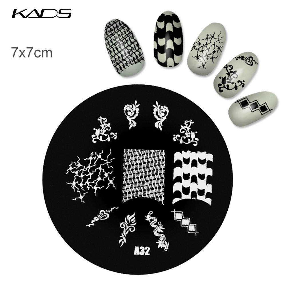 kads 1PC Round Stainless Steel Nail Art Nail Stamping Plates Manicure Stamp DIY for Nail Templates Classic Series Tools