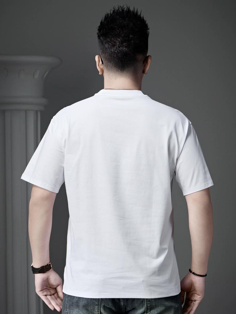 European Trendy Brand 2025 New Short-Sleeved Men's Summer Solid Color Half-Sleeved T-Shirt Men's Loose Top White T-Shirt