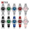 Ofns Women's Diamond Bezel Watch, Luminous Calendar Waterproof, Steel/Leather Strap, Business Quartz Wristwatch for Ladies