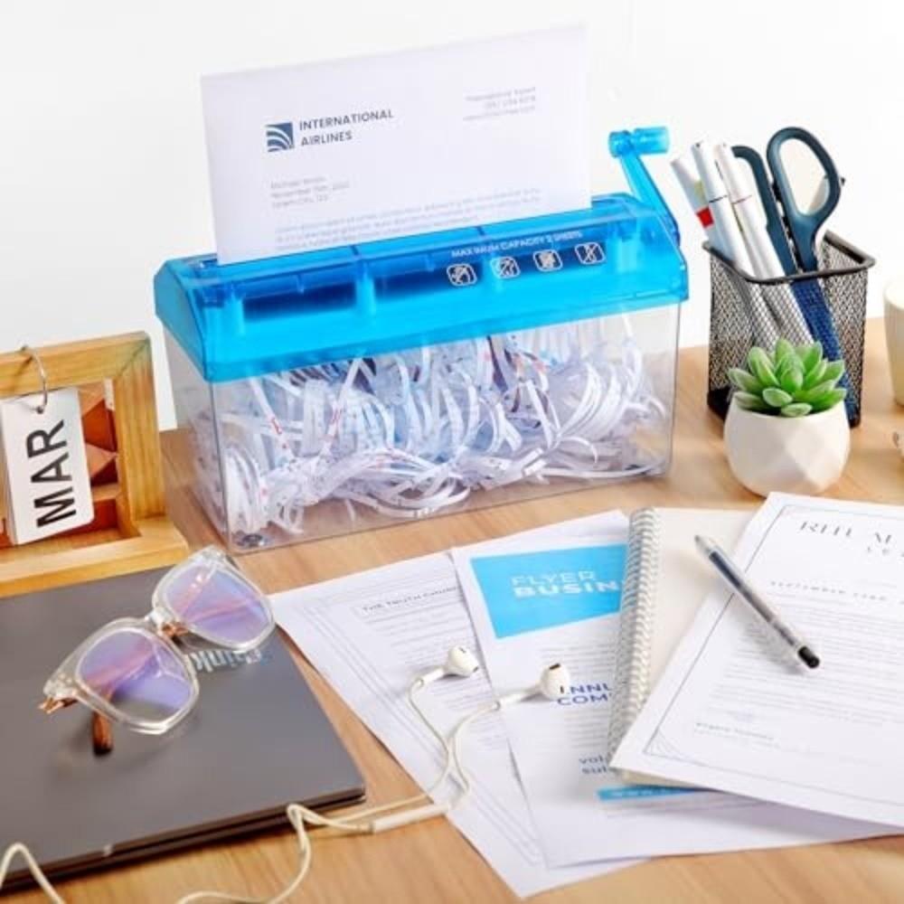 ABS Hand Shredder Hand Crank Mini Manual Shredder Transparent Eco-Friendly Documents Paper Cutting Tool Birthday Gift