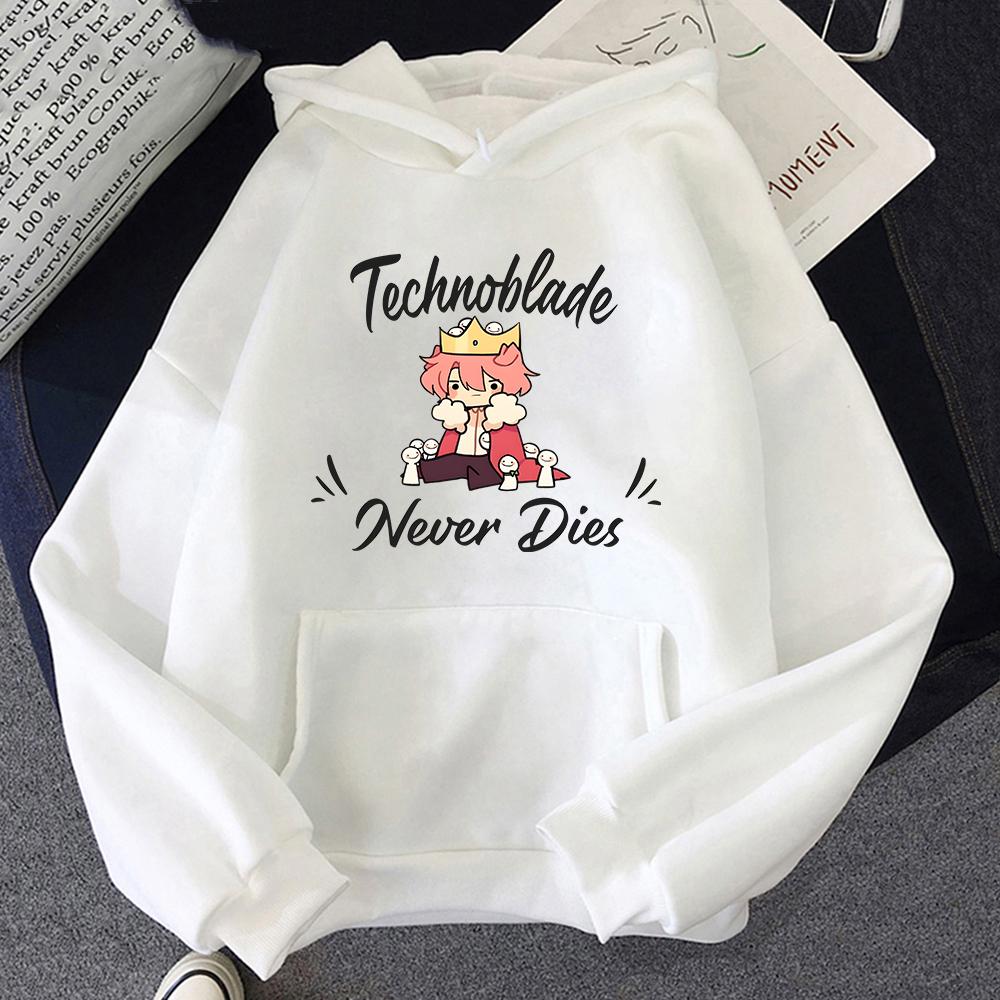 Dream SMP Game Hoodie Retro Style Technoblade Never Dies Print Sweatshirt Funny Cartoon Tops Women/Men Kawaii Hoodies