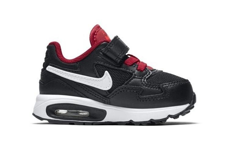 Nike Air Max ST Липучки Амортизация Низкие Детские Кроссовки Черно-Красные Для Младенцев и Малышей 654289-008