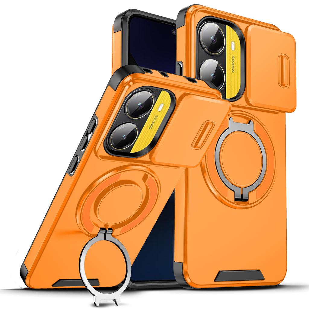 Чехол для POCO X6 X7 Pro 5G Чехол Armor Сдвижная защита объектива камеры Задняя крышка для Xiaomi POCO X7 X6 Кольцо-подставка Противоударный Funda