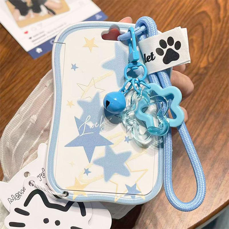 New New Student School Card Protective Cover With Star Pendant Keychain Photo Card Display Backpack Small Pendant ID Card Holder