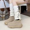 Короткие зимние ботинки женские подошва-протектор флисовые термоботинки 2025 зима нескользящие и износостойкие замшевые шерстяные кроссовки