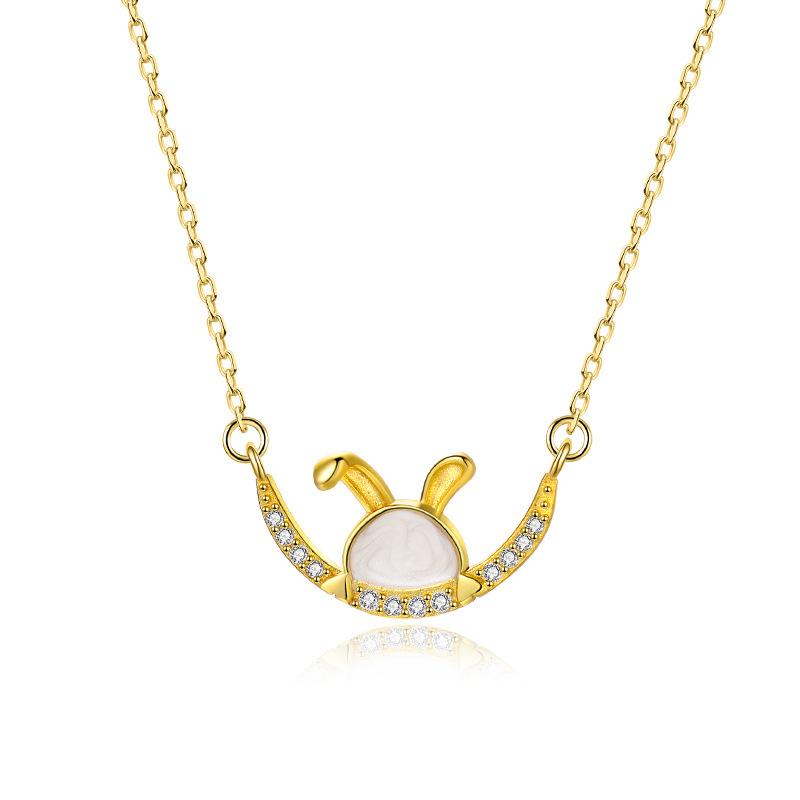 Moon Rabbit Necklace Cute Small Animal Clavicle Chain Light Luxury High-end Niche Design