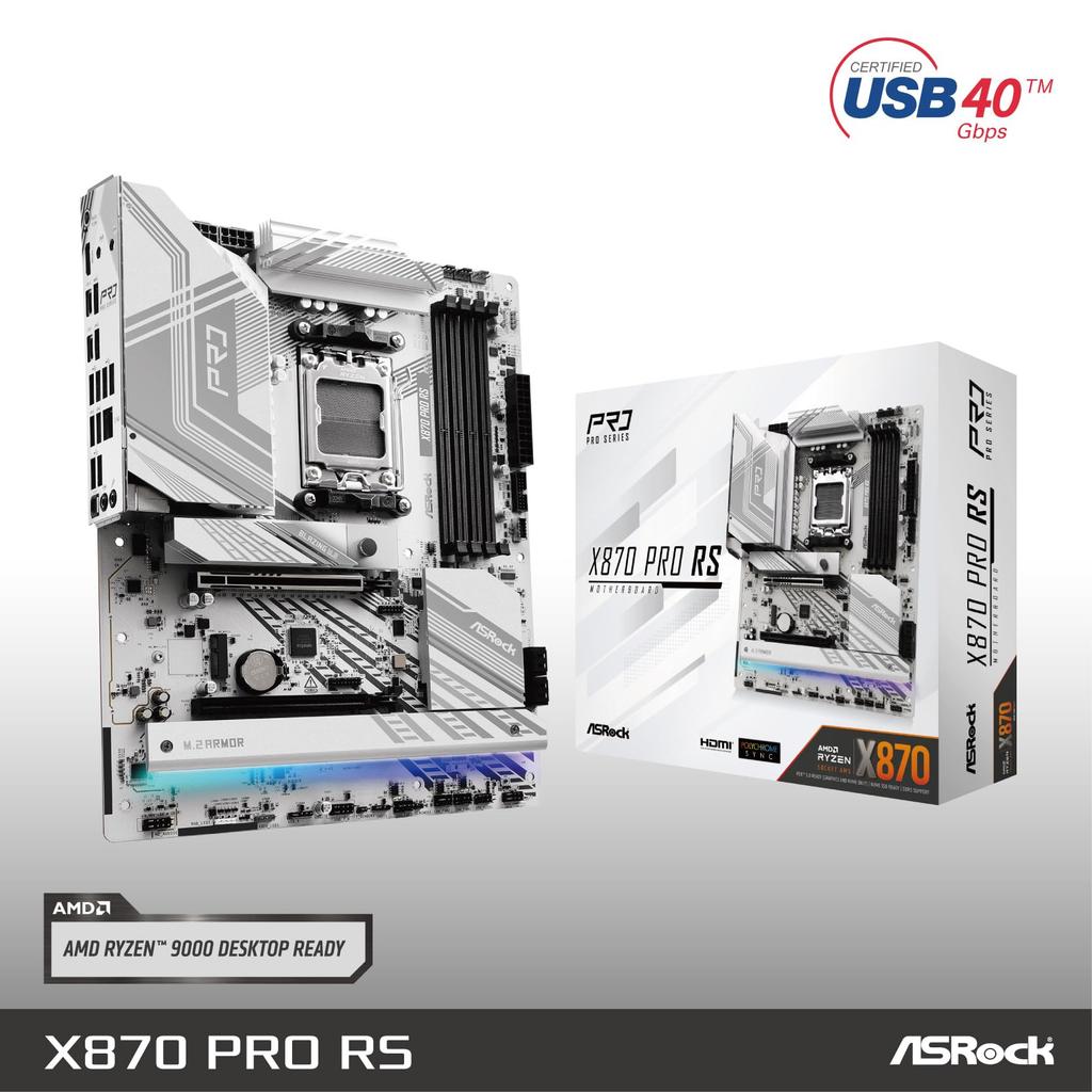 ASRock X870 Pro RS Motherboard, compatible with AMD Ryzen 9000 series CPUs (Socket AM5), X870 chipset, ATX motherboard [Authorized domestic