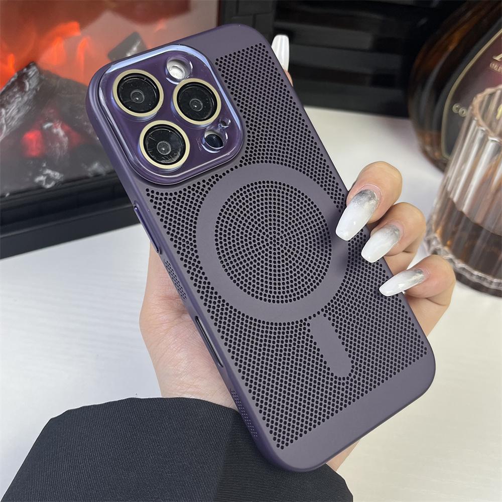 Теплоотводящий чехол из поликарбоната с магнитным покрытием для iPhone 16 15 14 13 12 11 Pro Max Luxury для беспроводной зарядки Magsafe