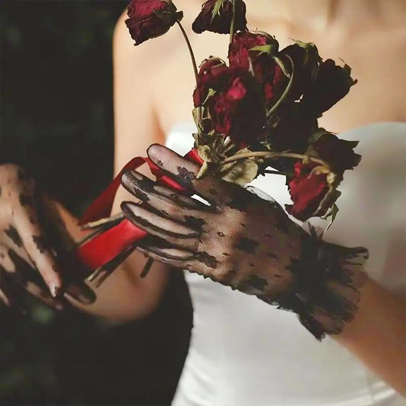 1 пара аксессуаров для платья, универсальное кружевное элегантное сетчатое свадебное украшение, свадебные перчатки, тонкое стильное украшение в виде банта