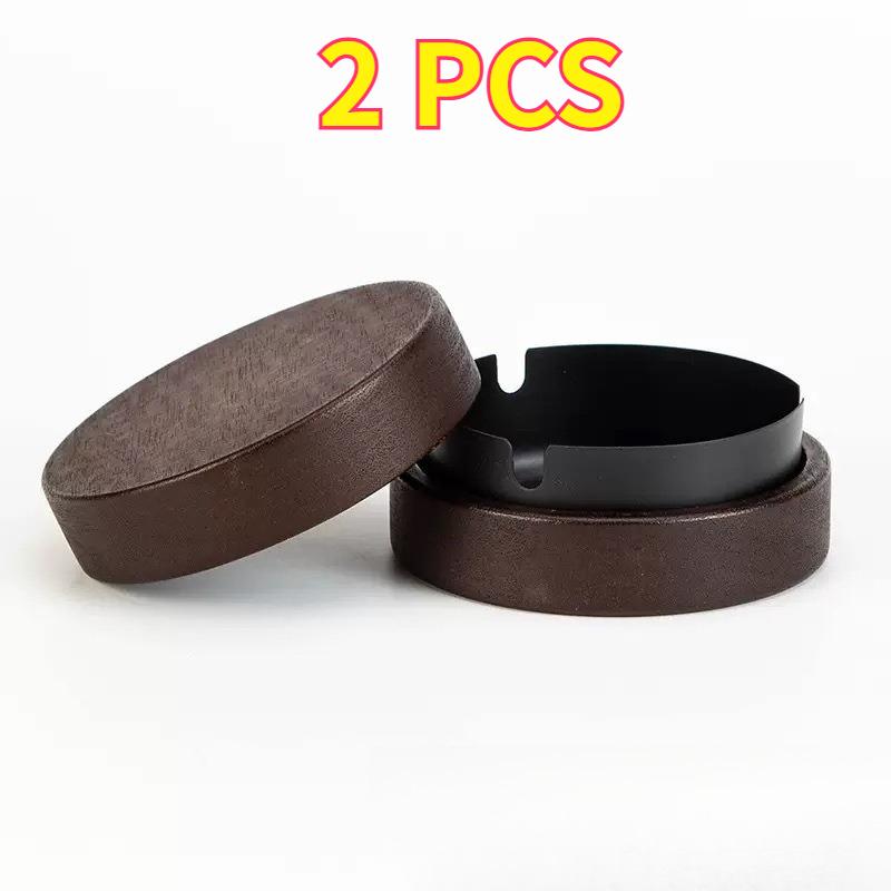 Wooden Ashtray with Lid Windproof Smoke‑Proof Stainless Steel Lining Easy Clean Decorative Ash Holder for Indoor Home