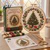 Home Decor Handmade Embroidery Christmas Kit for Beginners, Pre-Printed Pattern Full Set Tree Hanging Ornaments of Tools, DIY Needlework Festive Wall