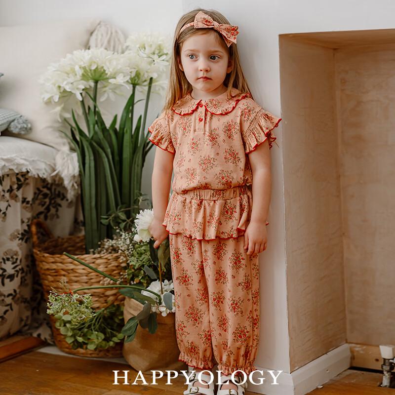 Happyology Девочки Подростковый Топ в Британском Стиле с Цветочным Принтом и Короткой Рукавой