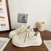 Cream Thick-soled Women's Muffin Spring and Autumn New Niche Design Bread Shoes Student Leather Panel Shoes