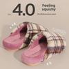 2024 Women's Retro Plaid Cotton Slippers - Silent, Plush, Warm for Autumn/Winter Indoors