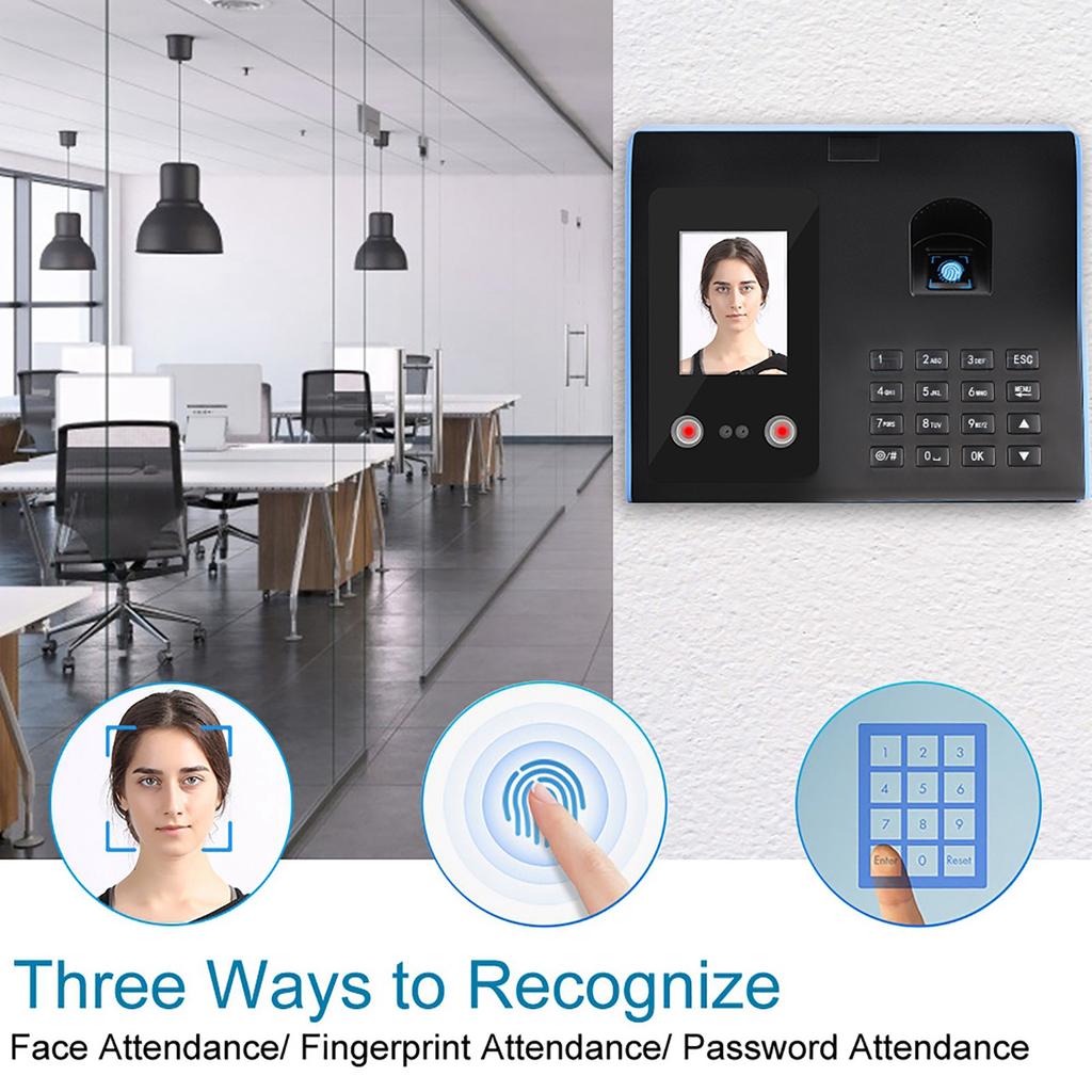 Интеллектуальная машина учета рабочего времени Распознавание лица и отпечатков пальцев Пароль Часы