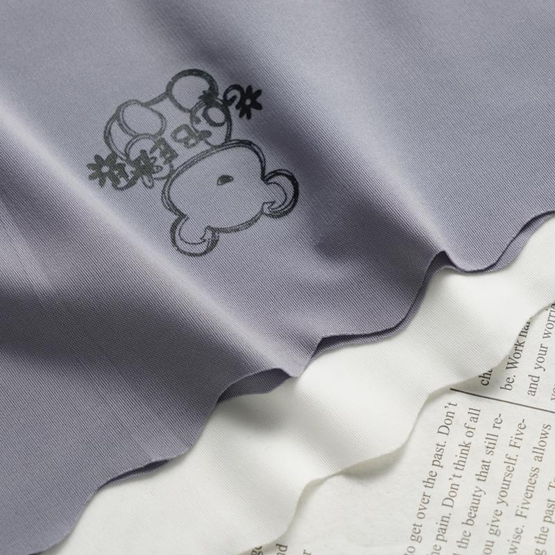 Cute Cartoon Print Breathable Bottom Crotch Briefs Women Ice Silk Mid-Waist Underwear Panties Comfortable Girl Underwear