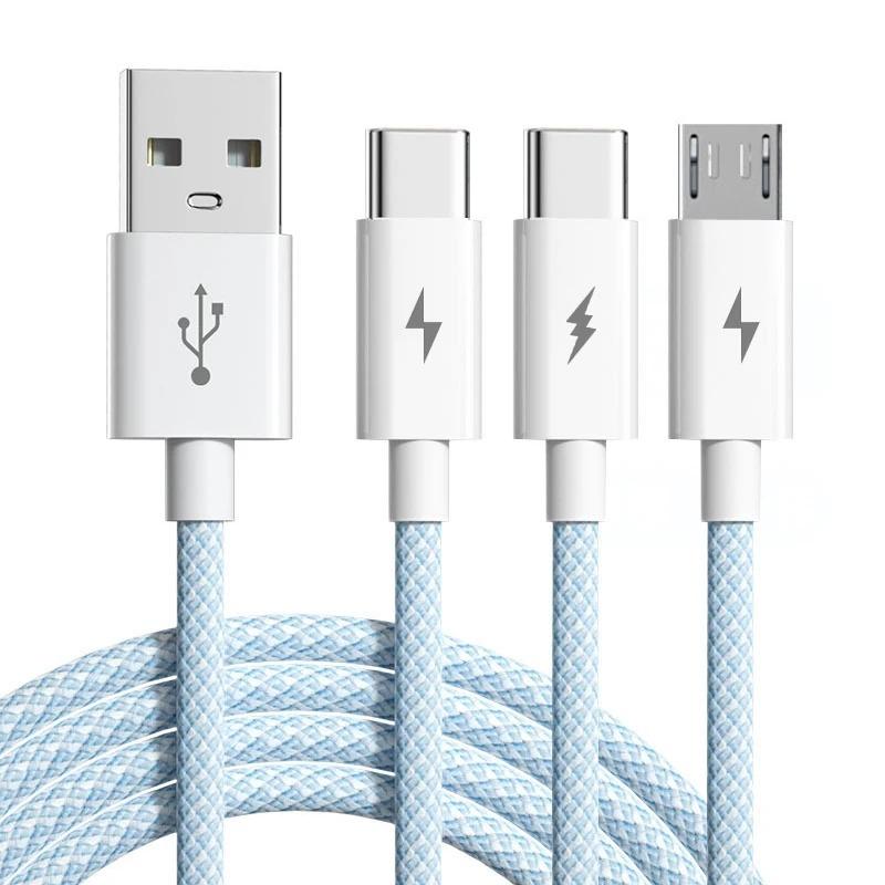 3in1 6A 66W Ultra Fast Charging Cable Fast Charger USB ToType C Cable Charging Cable Mobile Data Cable Suitable For IOS Android Phone 1.2M/2M