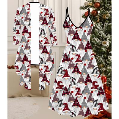 3D Рождественский Принтованный Набор Платье Пальто на День Святого Валентина, Эксцентричный Классический Тотем Модный Принт, подходит для Различных Сцен Модных Стилей