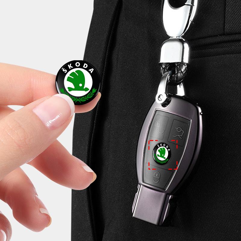 2/5/10Pcs 14MM Remote Car Key Stickers Emblem Accessories for Skoda S Skoda Kodiaq Fabia Kamiq Karoq Octavia 3 A5 A7 Scala R Accessories