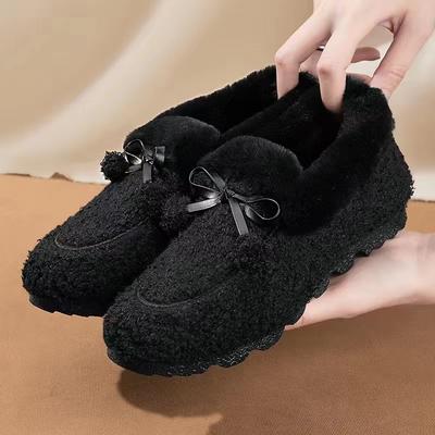Модная Зимняя Теплая Женская Обувь на Плоской Подошве Домашние Хлопковые Тапочки с Толстой Подошвой Противоскользящая Теплая Обувь Мягкая Подошва zapatillas de mujer