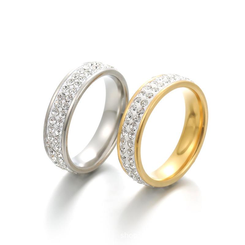 6mm Double Row Paved Diamond Ring Fashionable Minimalist Couple Band