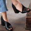 Spring and Summer Footwear Plus Size High-heeled Shoes Thick-heeled Side Empty Fishmouth Women's Shoes