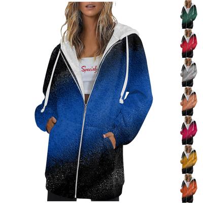 Женская осенне-зимняя модная толстовка с капюшоном на молнии с длинным рукавом, пуловер, спортивные рубашки для тренировок, повседневные топы с принтом и карманами
