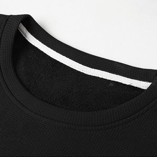 Мужская осенне-зимняя толстовка с круглым вырезом и длинным рукавом, свободная вафельная текстура, сплошной цвет, мягкий теплый пуловер, уличная футболка средней длины, топ