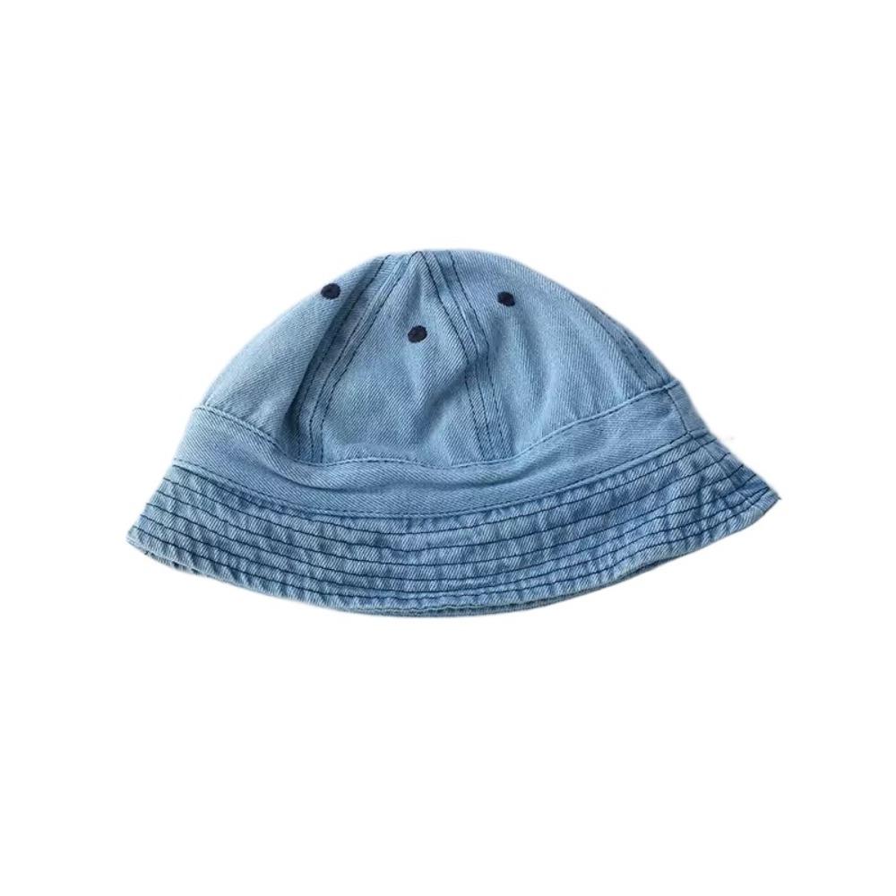 Cloth Baby Sun Hat Solid Color Children Fisherman Cap Cute Washed Denim Bucket Hat  Boys