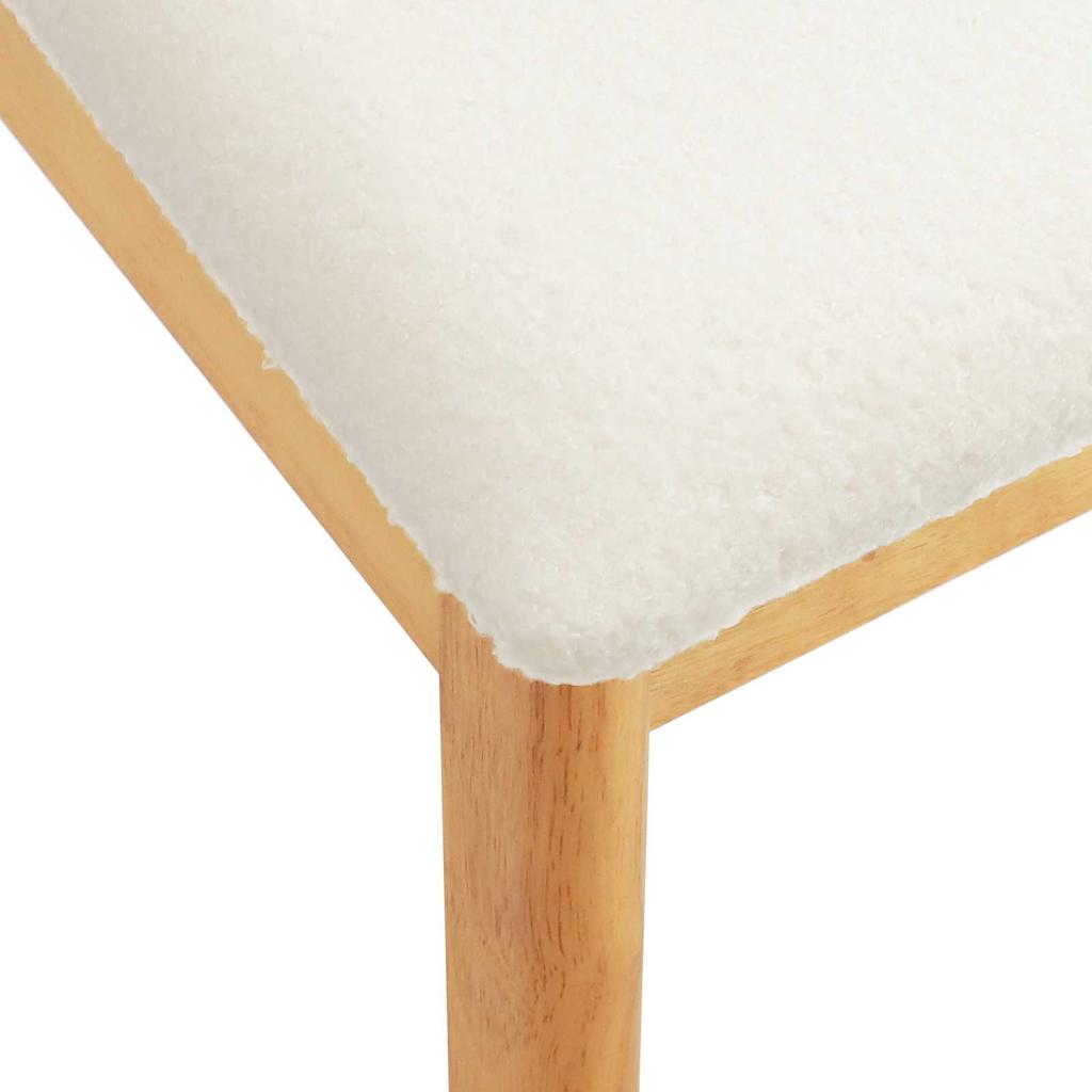 Dining Chair Set of 2 Natural and White Solid Rubberwood
