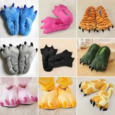 Тапочки кигуруми с животными для детей и взрослых, пижамная обувь с мультяшным единорогом, динозавром, зимняя теплая обувь с когтями