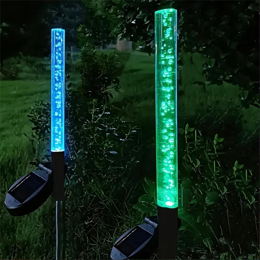 Солнечный тростниковый светильник Пузырьковая палочка RGB Разноцветный акриловый Двор Парк Живописная зона Газон Сад Вставной ландшафтный светильник