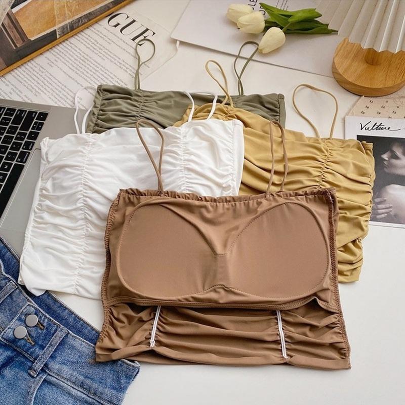 Spice Girl представляет майку-топ с подушечками для груди и халтер-дизайном для женщин, сочетающуюся со стройнящим и облегающим однотонным топом-бандо с грудью