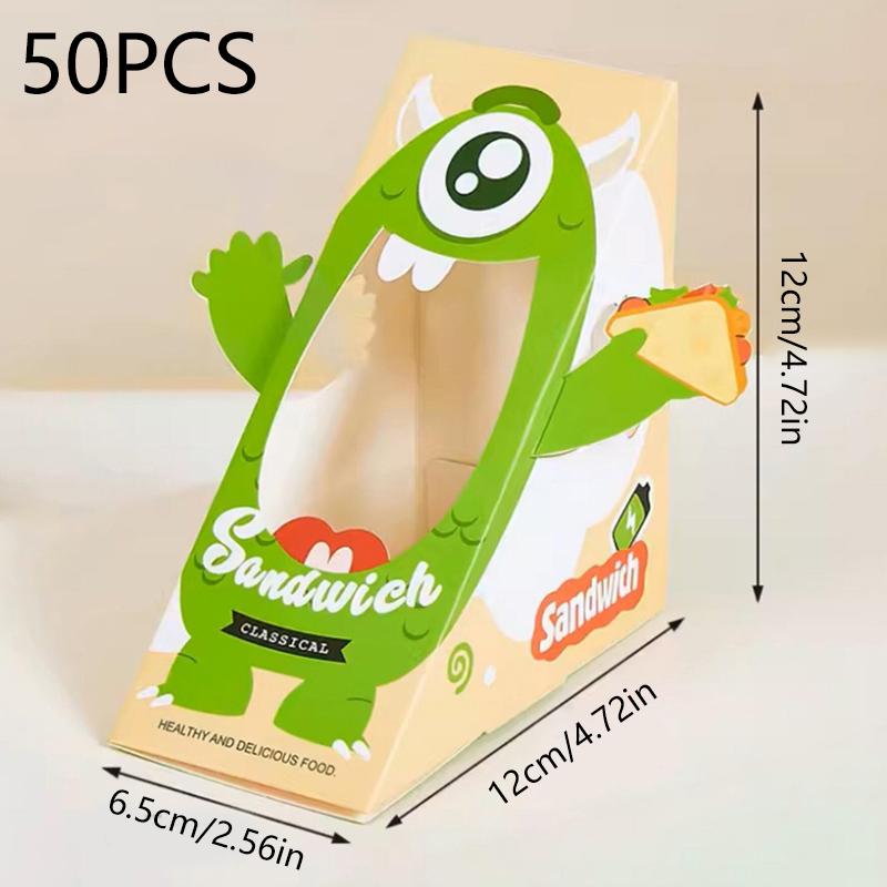 50 шт. коробка для сэндвичей с окошком упаковочная коробка для выпечки пирожных бумажная коробка для завтрака обертки для сэндвичей