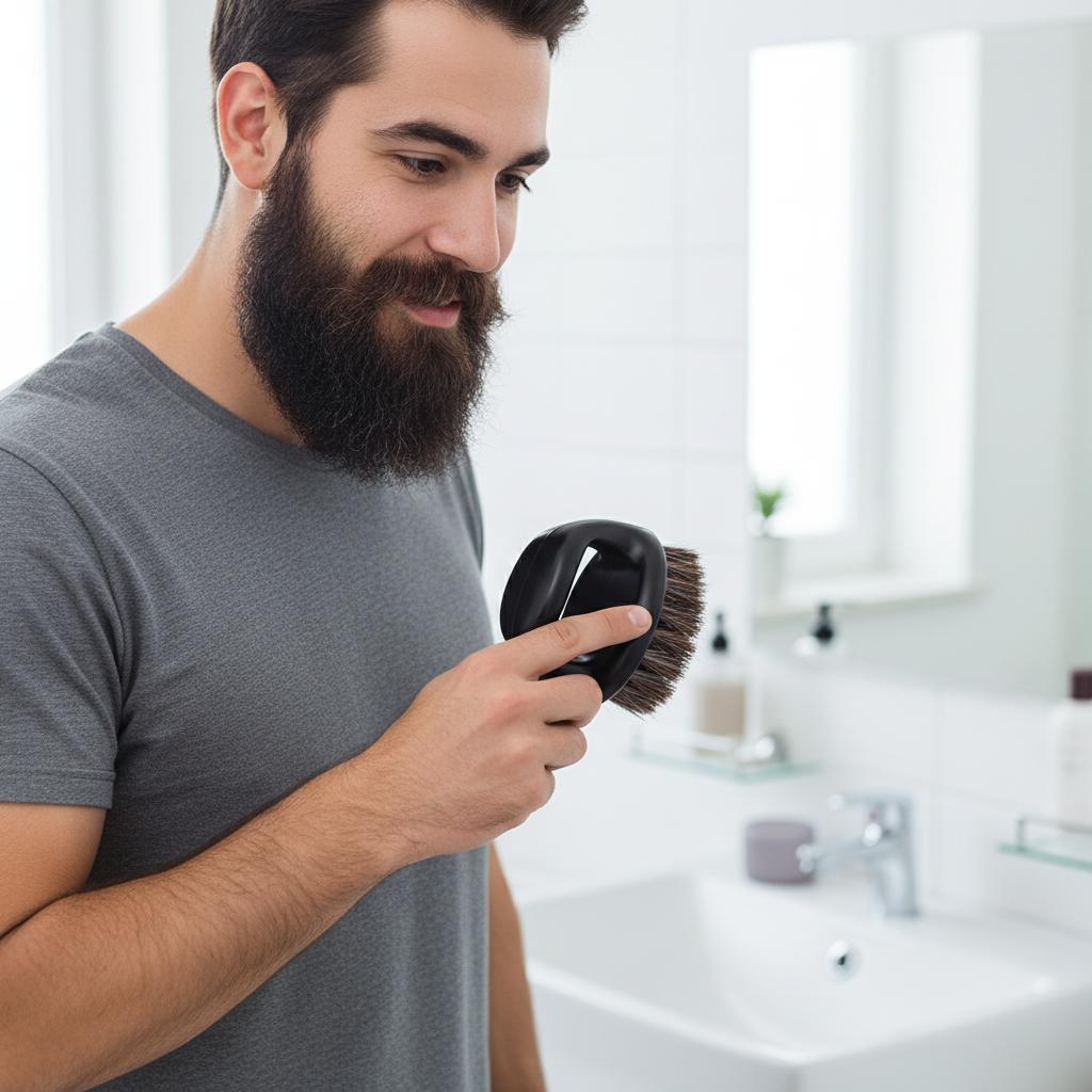 Beard and Mustache Brush with Boar Hair Finger