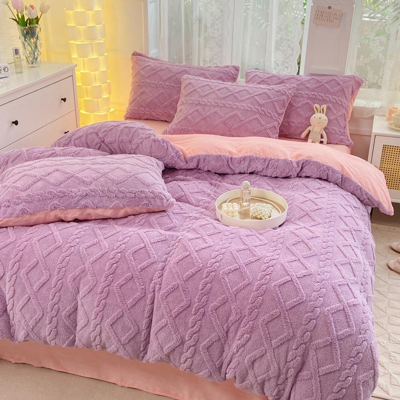 Winter Taffeta Bedding Cover Pillowcase Thickened Warm Milk Velvet Coral Velvet Duvet Cover Student Dormitory Quilt Cover
