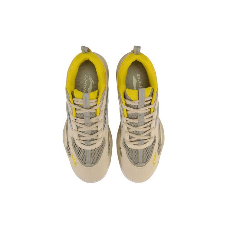 Кроссовки для баскетбола Li Ning Hu Xuan из искусственной кожи, повседневные, легкие, дышащие, с низким верхом, в стиле ретро, мужские, серо-желтые, AGBP015-4