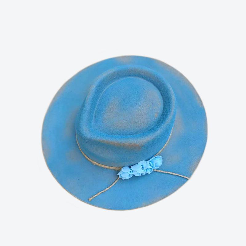 Шерстяная шляпа с паутиной, винтажная состаренная шляпа из чистой шерсти с перьями