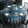Luxury Traditional Round Tablecloth Table Cover Dining Coffee Soft Jacquard Flower Tassels Home Decor Blue