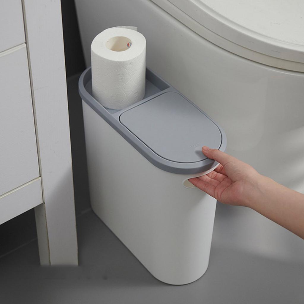 Компактное мусорное ведро с крышкой-прессом, пластиковый контейнер для отходов для использования на кухне и в ванной комнате