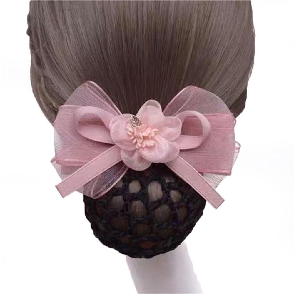 Net Flower For Nurse Hairgrips Cover Net Women Spring Clips Korean Bun Snood Bowknot Hair Bun Cover