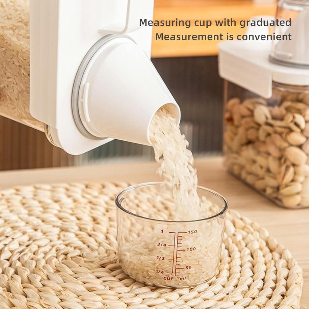 Food Storage Containers with Lids Airtight and Measuring Cup Clear Plastic Kitchen and Pantry Organization Bin for Flour,Rice