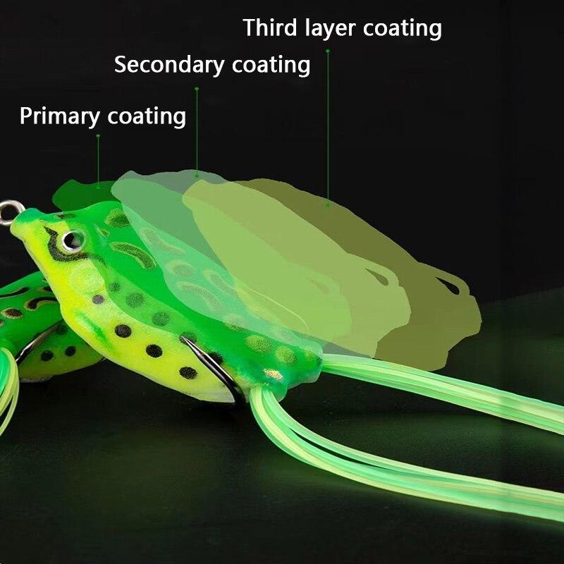 Лягушка приманка 2 шт. мягкая трубчатая приманка пластиковая рыболовная приманка с крючками верхняя вода мягкие 3D глаза искусственная дикая подвесная рыболовная приманка инструмент
