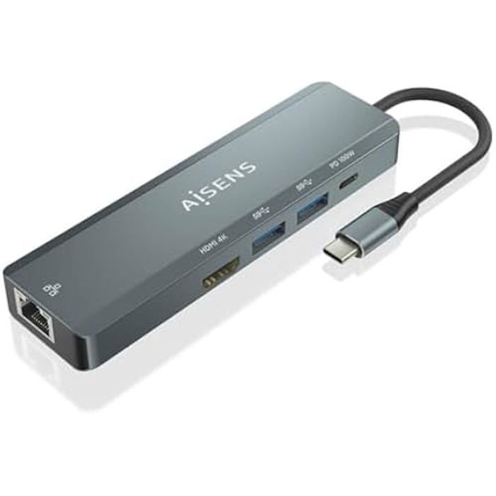 Hub usb - aisens - asuc-5p011-gr - 5 ports - gris métallisé - compact - design moderne