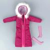 Ярко-розовое зимнее длинное пальто с капюшоном для куклы Барби, наряды, одежда, парка для куклы 1/6 BJD, куртка, кукла 1:6, аксессуары для детей, игрушки
