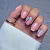 Rainbow French False Nails Long Square Press On Nails Fashion Fake Nials DIY