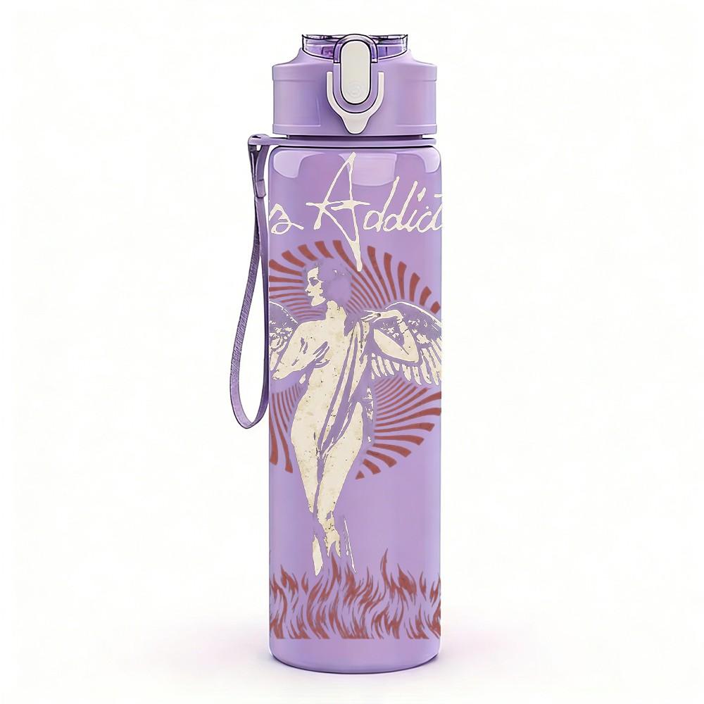 1PC Winged Angel Figure 750ml sports water bottle leakproof straw lid outdoor office home