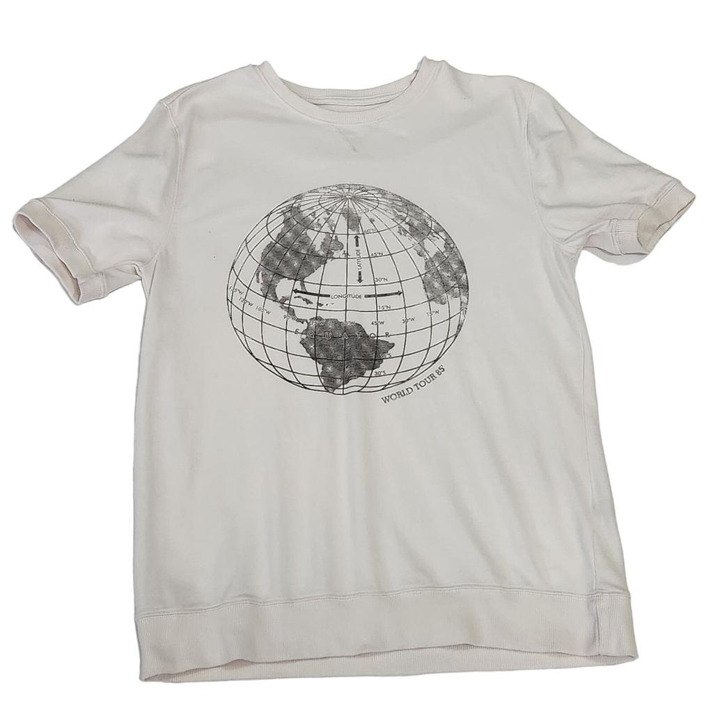 Adam Levine Brand World Tour 85 Globe T-Shirt M Banded Waist Crew Neck off White Unisex T-Shirt