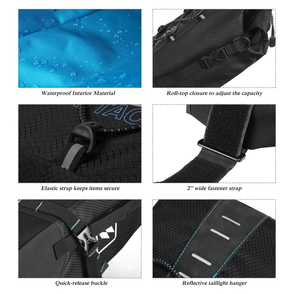 Waterproof Bike Bag Bicycle Saddle Bag Pannier Cycle MTB Mountain Road Bike Tail Seat Bag Adjustable 3L 10L